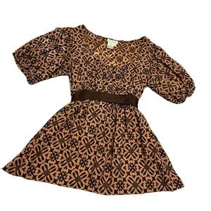 Y2K Silk Babydoll Medium top scoop neck ties in back empire waist brown copper